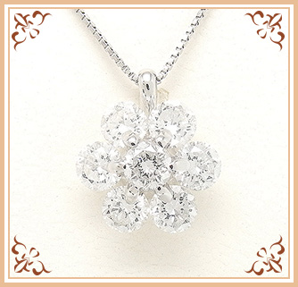 ネックレス Pt900×Pt850 ダイヤモンド2.390ct 花デザイン